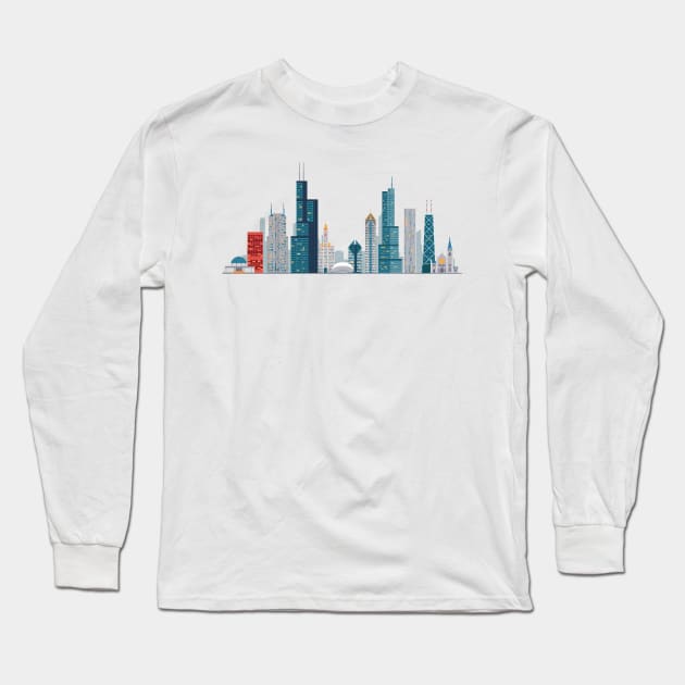 Chicago skyline Long Sleeve T-Shirt by Antikwar
